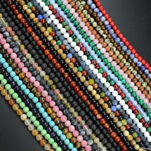 4 6 8 10mm Chakra Beaded Matte Lava Tiger Eye Black Onxy Loose Natural Stone Seed Beads For Jewelry Making DIY Bracelet Necklace