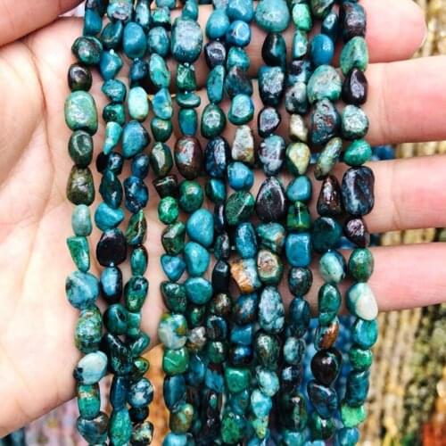 Wholesale 3strings of 15.5" Natural Chrysocolla Nuuget Beads 6-8mm nugget stone loose chip beads for jewelry making