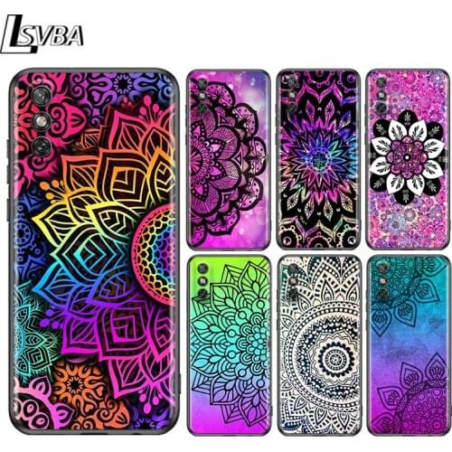 Mandala Yoga Art for Huawei Y9A Y9S Y9 Y8S Y8P Y7P Y7 Y6 Y5P Y5 Lite Pro Prime 2020 2019 2018 2017 Black Phone Case
