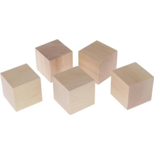 6cm Wooden Cubes, 5pcs Unfinished Square Wood Blocks for Kids Math Teaching, Crafts & DIY Projects