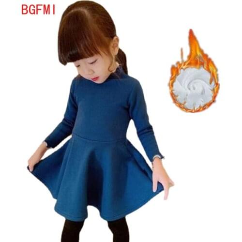 Baby Dresses for Girls Autumn Winter Long Sleeved Knit Girl Warm Solid Color Princess Dress Lotus Leaf Collar Pocket Doll Dress