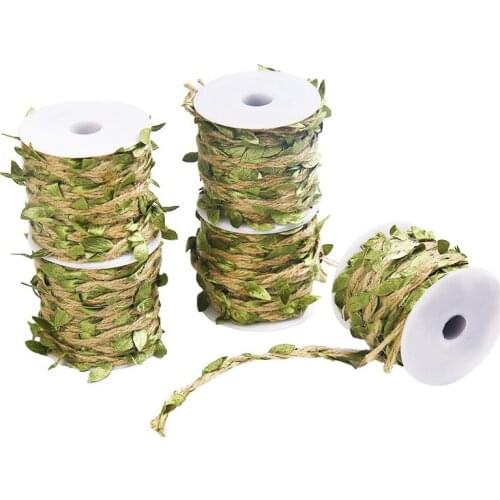 DIY Simulation Hemp Rope Rattan Leaves Kindergarten Handmade Wax Thread Forest Environment Decoration Woven Green Leaf Rope