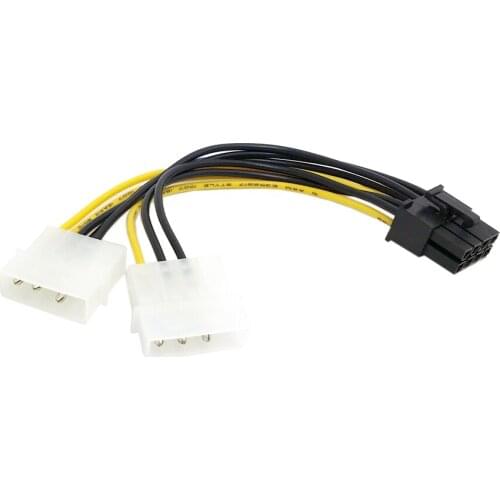 Dual IDE 4pin to 8 Pin PCI-E Power Lead Cable for Asus MSI VGA Video Graphic Card