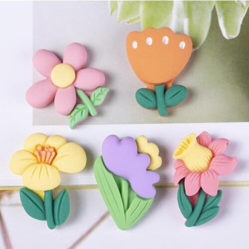 20pcs/lot Resin Kawaii Cartoon flower Flat Back Cabochons Embellishment DIY Scrapbooking Fit Phone Decoration Craft