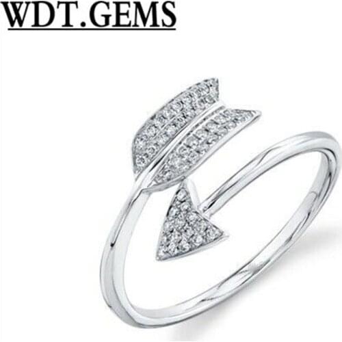 10K White Gold Diamond Arrow Ring Wrap Womens Round Cut Natural Diamond 0.15CT
