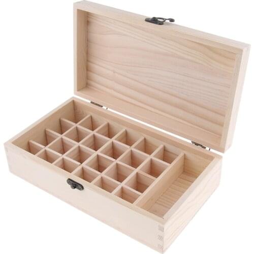 Natural Wooden Essential Oil Box - Holds 25 Bottles Size 15 ml and 100 ml