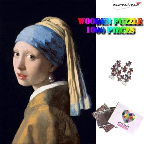 MOMEMO Girl with A Pearl Earring Wooden Jigsaw Puzzles 1000 Pieces Adults Artistic Insight Puzzle Kids Chlidren Education Toys