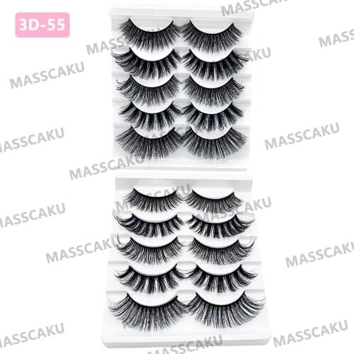 MASSCAKU 5 pairs 15-20mm natural 3D false fake makeup kit Mink Lashes extension mink eyelashes maquiagem