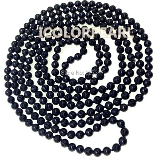 WEICOLOR Lowest Price For the 200cm Long 6mm Round Black Stone Opera Necklace.Many Different Wearing Styles