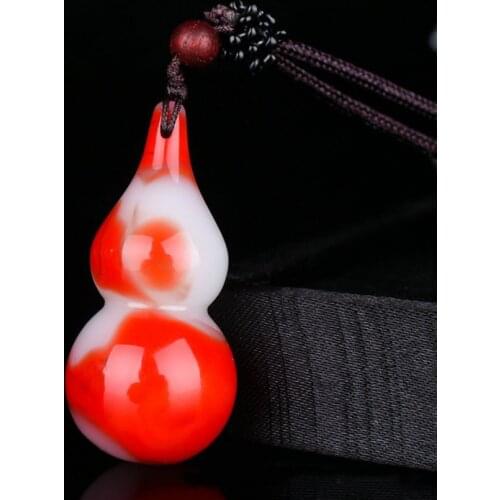 Natural Blood Red Hand-carved Gourd Jade Pendant Fashion Boutique Jewelry Men and Women Necklace Gift Accessories