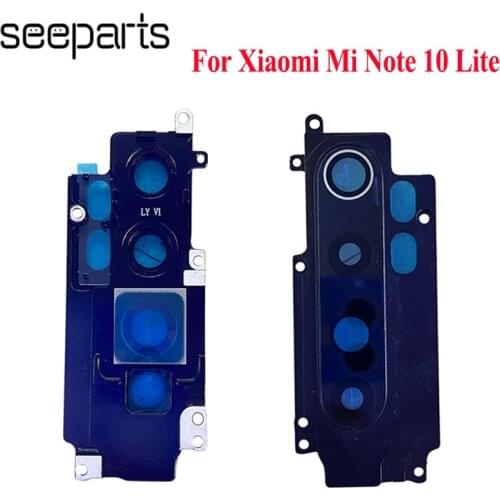 Full New For Xiaomi Mi Note 10 Lite Camera Lens Glass With Frame Replacement Parts Note10 Lite Rear Camera Lens