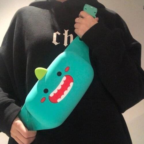 The New Cartoon Smiley Dinosaur Waistband Mobile Phone Bag Women Shoulder Messenger Bag Soft Silicone Change Portable Handbags