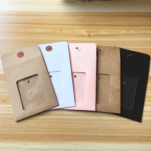 Multi Color Paper Bags Jewelry favors Gift Packing& Display Envelop Case With Clear PVC Window products Carrying Boxes 12Pcs