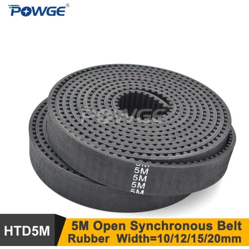 POWGE 5meters HTD5M Open-Ended Timing Belt Width 20mm 5M Timing Belt 5M 20 Rubber Belt 5M-20 Arc Teeth Industrial