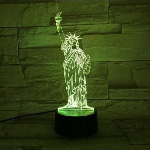 Kids Night Light LED Acrylic 3D Landmark Lamp Statue Of Liberty Nightlight Color Changing Atmosphere Decor Child Friends Birthda