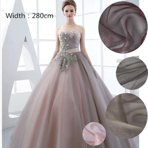 280 cm x 50 cm Mariage Tulle Piece Sheer Cry wedding decoration High density quality Organza Fabric Birthday Event home Party