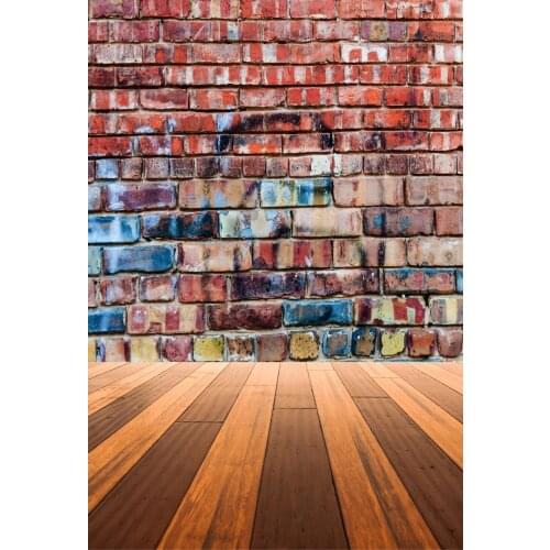VinylBDS Retro Graffiti Brick Wall Photography Backdrops Wood Floor Photo Booth Backdrop Washable Seamless Photographer Props