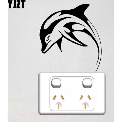 YJZT Lovely Animal Art Vinyl Decal Living Room Decor Wall Switch Sticker Dolphin Pattern 17SS0071