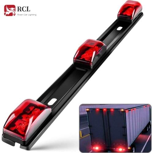 Trailer Tail Lights 1PC Red 9 LED ID Bar Marker Tail Black Stainless Steel Bracket for Truck Trailer Boat Identification Light