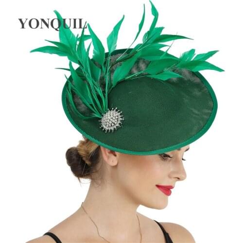 Elegant Women Ladies Green Millinery Cap Wedding Party Fascinator Hat Hairpin Bride Cocktail Hair Accessories Occasion Headwear