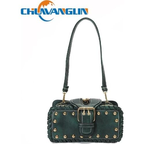 Chuwanglin Fashion New Handbags Quality PU leather Women bag Retro Lady Hand bag Rivet Shoulder Female Messenger bag 5101011