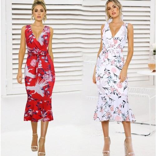 2021 womens spring and summer fashion sexy printed flounce lace dress