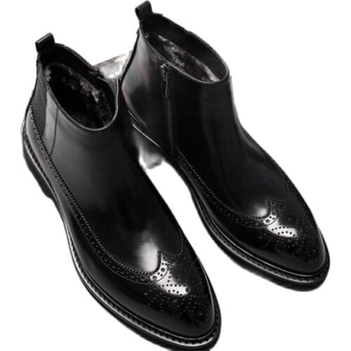 Winter Mens Martin boots, suede leather high tops, cotton shoes, snowshoes, British mens boots, warm leather boots