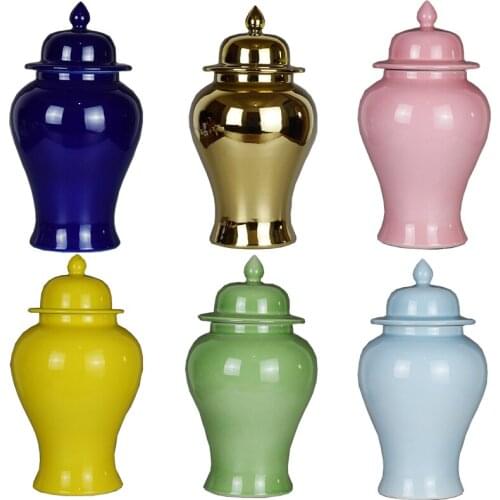 Golden Ceramic Storage Jar Vase Decoration Living Room Art Simulation Flower Arrangement Accessories Home Decoration Modern