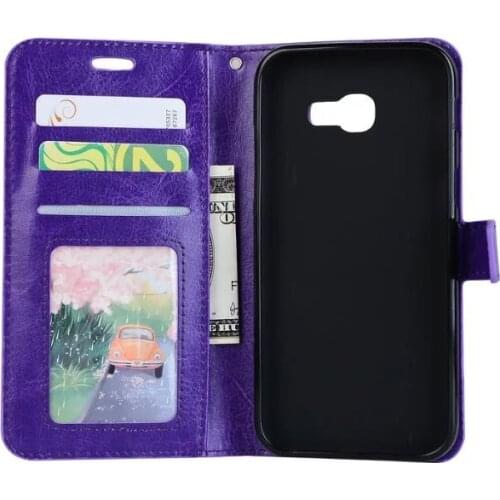 100pcs/lot Crazy Horse Wallet leather Stand PU+TPU Cover Case For Samsung Xcover 4 S8 S8 Plus S7 S7 Edge S6 A9 Oneplus 5