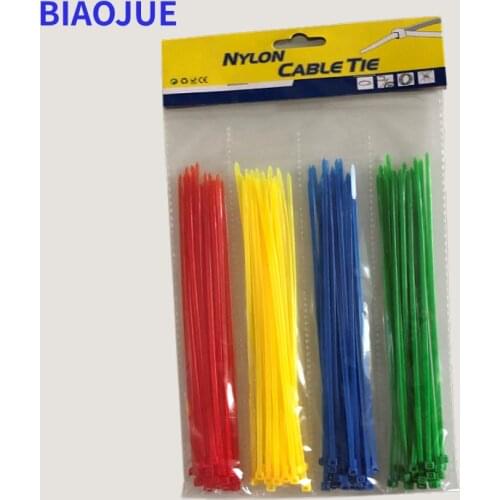 100PCS Nylon cable ties colorful 3x250 Household storage receiving bandage self-locking cable ties For wires