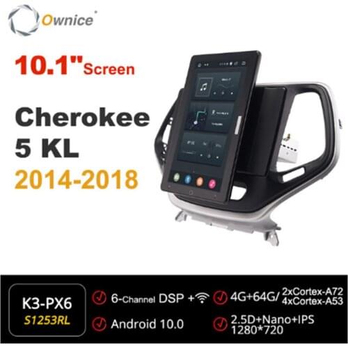 1280*720 Ownice Android 10.0 Car Radio forJeep Cherokee 5 KL 2014 - 2018 Multimedia Audio head Unit 10.1" IPS Rotatable