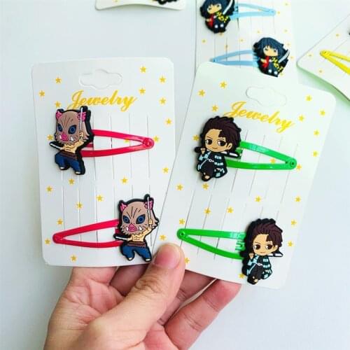 Anime 2pcs/set Demon Slayer Cosplay Hairpin Childrens Clip Ni Douzi Tanji Lang Cute Girl Bangs Girl Hairpin Hair Accessories