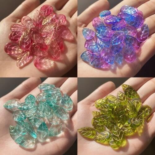 20/40pcs Small Leaf Shape Lampwork Beads Multi Gradient Color Glass Beads For Jewelry Making Handmade DIY Accessories