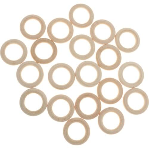 20Pcs Natural Wood Ring Blank Loop For Jewelry Making Craft Material Dia.3.5cm