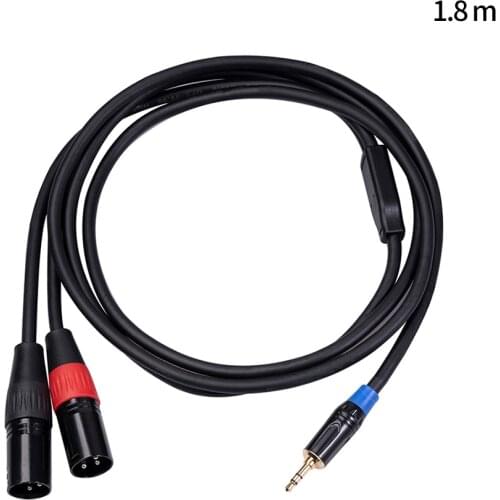 3.5mm to Dual XLR Stereo Audio Cable 1/8 inch TRS AUX Male to 2 XLR Male Adapter Cord for Power Amplifier Mixer Audio Cable