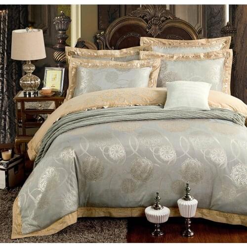 4/6 Pieces Fold Jacquard Silk Cotton Luxury Bedding Set King Size Queen Bed Set Duvet Cover Flat sheet Pillowcase