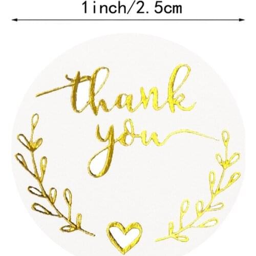 500 Pcs Round Thank You Sticker Roll with Gold Leaf Olive Branch Stickers for Local Handmade Gift Stickers Gold Seal Labels #98
