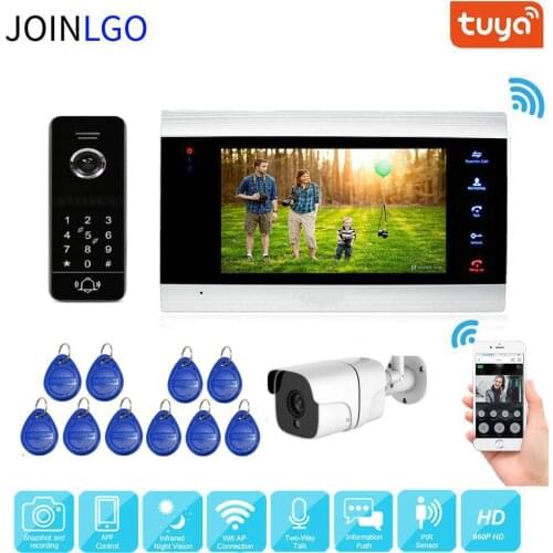 720P AHD WIFI SIP Video Intercom Door Phone Intercom System Code RFID Doorbell Tuya APP Remote Unlock IR Camera 7" Touch Monitor