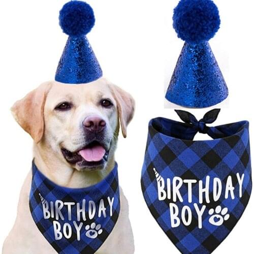 Ainolway Dog Birthday Party Supplies,Pet Birthday Hat and Boy Doggy Birthday Bandana Set christmas gifts Dog Accessories
