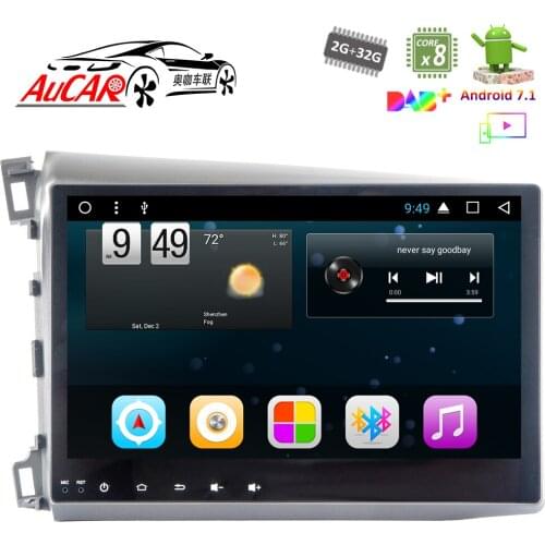 Android 7.1 10.1" Car DVD Player GPS Navigation system for Honda Civic 2012 - 2014 HD 1024*600 Bluetooth GPS Radio WIFI Stereo