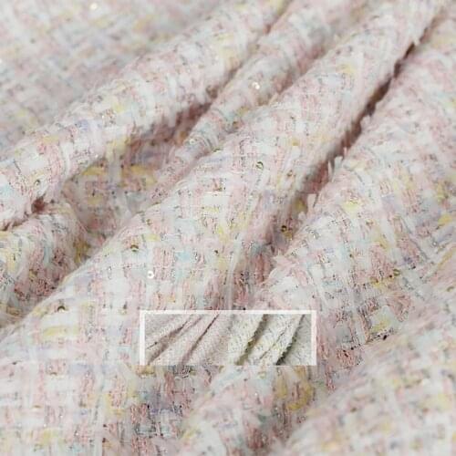 White Waxberry Italy Colourful Sequin Tweed Fabric Garment Material Women Jacket Coat Sewing Cloth Tailor Textile Freeshipping