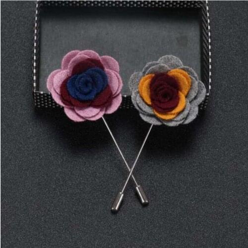 10Pcs DIY Guest Boutonniere Pins Cloth colorful Rose Artificial Flowers Groomsman Best Men Women Brooch Corsage Wedding Flower