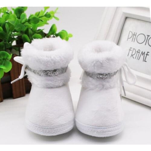 Baby Autumn Cashmere Plush Boots Baby Girl Boys Winter Warm Shoes Bandage Toddler Fuzzy Balls First Walkers Kid Shoes Newborn