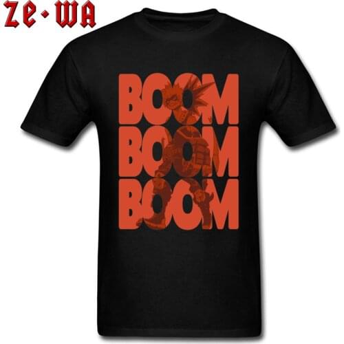 Bakugou Katsuki T-shirt Men Boom T Shirt Japanese Anime Tops One For All Tees Funny My Hero Academy Tshirt Cotton Black Clothes