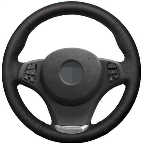 Black Car Steering Wheel Cover Hand-stitched Soft Artificial Leather For BMW E83 X3 2003-2010 E53 X5 2004-2006