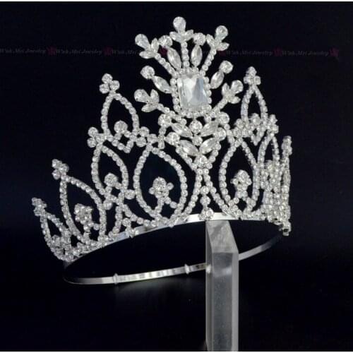 Crowns Tiaras Rhinestone Crystal Adjustable Headband For Pageant Or Bridal Wedding Hair Jewelry Queen Handmade Crown Mo243