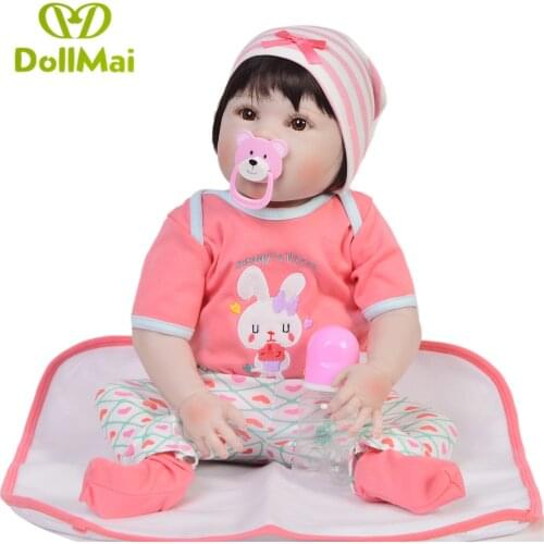 Full silicone reborn baby dolls 22inch 55cm newborn girl princess dolls for children gift with dress child bebe gift reborn bon