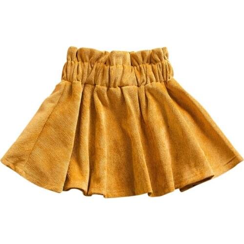 Summer Kids Yellow Skirts Baby Girls Vestidos Solid Color Design Elastic Waist Short Tutu Skirts Sukienki 2021 Summer
