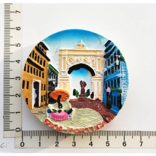 Lisboa Portugal)Fridge Magnet,Creative Travel Commemorate Crafts 3D Ornaments Magnetism Resin Material Refrigerator Stickers