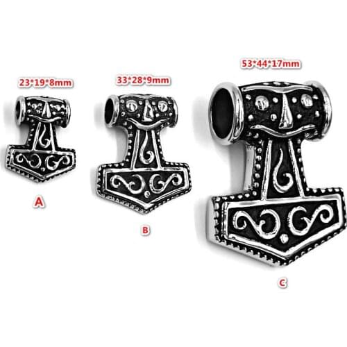Norse Viking Myth Thor Hammer Pendant Stainless Steel Jewelry Classic Celtic Knot Biker Men Pendant Wholesale 44B